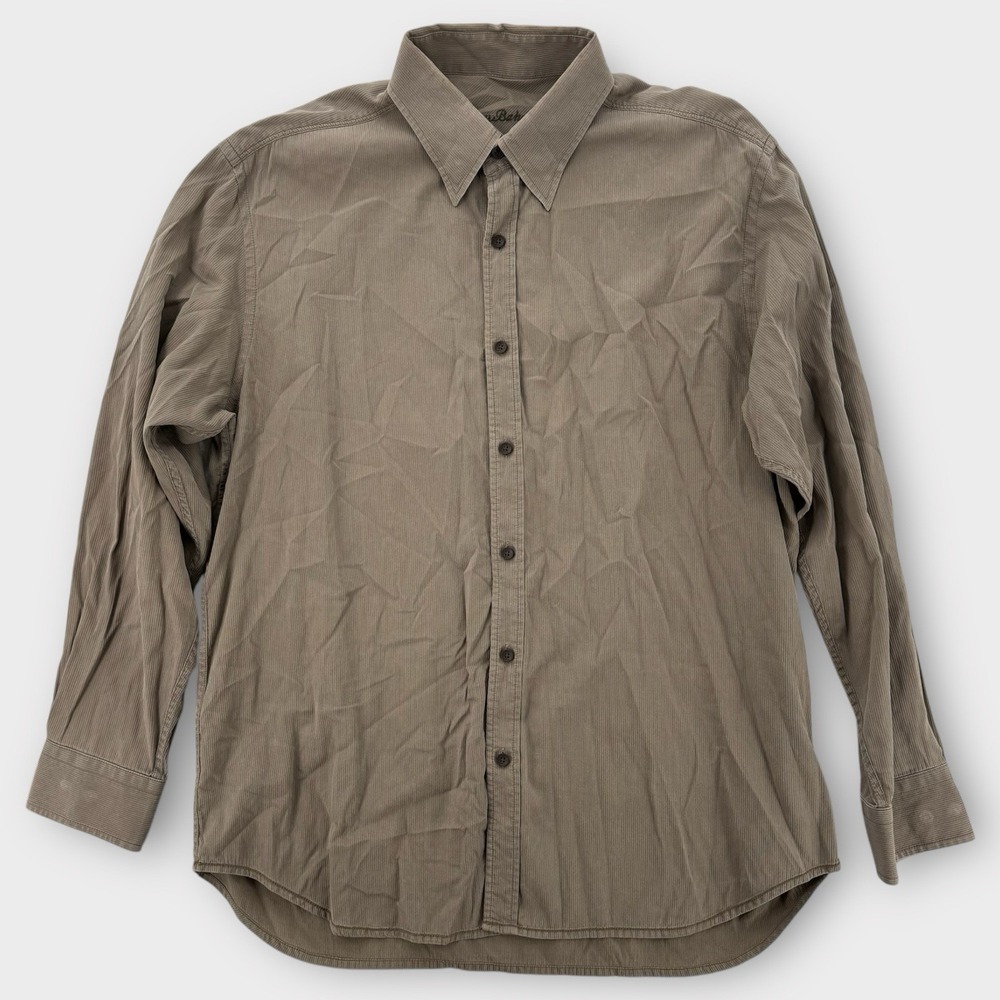 Tommy Bahama Shirt Mens Large Long Sleeve Brown Textured Button Up Hawaii Silk